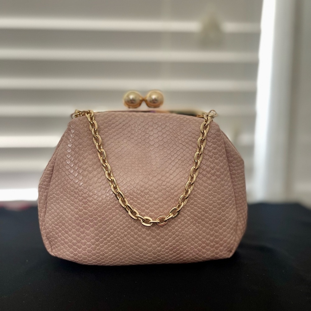 Modcloth Pink and Gold Mini Bag with Chain Strap